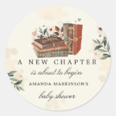 Een nieuw hoofdstuk gaat het Baby shower beginnen Ronde Sticker (Voorkant)