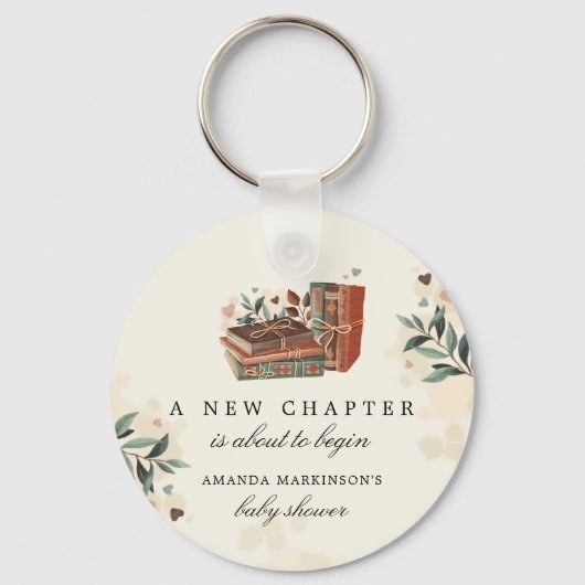 Een nieuw hoofdstuk gaat het Baby shower beginnen Sleutelhanger (Voorkant)