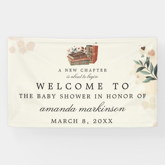 Een nieuw hoofdstuk gaat over Begins Baby shower W Spandoek (Horizontaal)