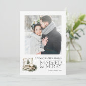 Een nieuw hoofdstuk Getrouwd & Vrolijk Gezellig Ne Feestdagenkaart (Staand voorkant)