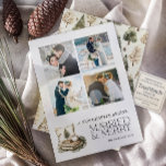 Een nieuw hoofdstuk Getrouwd & Vrolijk Gezellig Ne Feestdagenkaart<br><div class="desc">Vier je eerste kerst als pasgetrouwden met deze charmante Married & Merry-kaart. De uitdrukking "Een nieuw hoofdstuk begint" zet de toon voor een seizoen van liefde en nieuwe tradities, terwijl de gezellige illustratie van een dennenkussen, gestapelde boeken en een warme kop cacao rustieke charme toevoegt. Met vier fotoruimtes is het...</div>