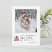 Een nieuw hoofdstuk Getrouwd & Vrolijk Pas getrouw Feestdagenkaart (Staand voorkant)