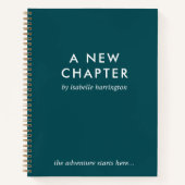 Een nieuw hoofdstuk | Moderne Blauwgroen Novel Sty Notitieboek (Voorkant)