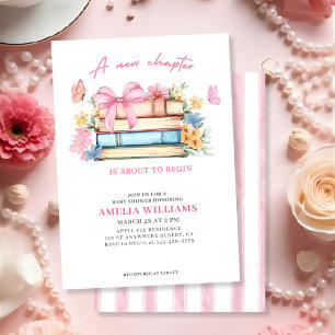 Een nieuw hoofdstuk roze bloemen baby shower kaart