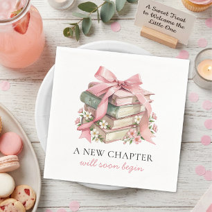Een Nieuw Hoofdstuk Roze Lint Boeken Baby Shower Servet