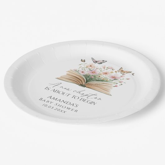 Een nieuw hoofdstuk Storybook Baby shower Papieren Bordje (Gekanteld)