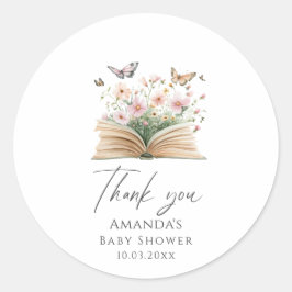 Een nieuw hoofdstuk Storybook Baby shower Ronde Sticker