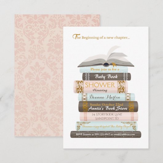 Een nieuw hoofdstuk | Uitnodiging tot Baby-boekens (Voorkant / Achterkant)