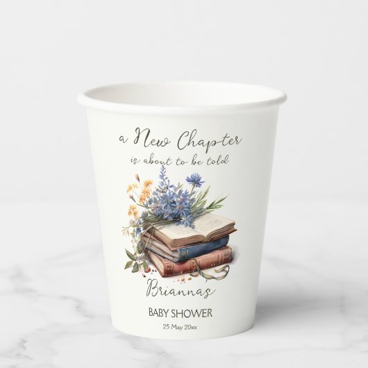 Een nieuw hoofdstuk verhaal boek baby shower gedru papieren bekers (Voorkant)