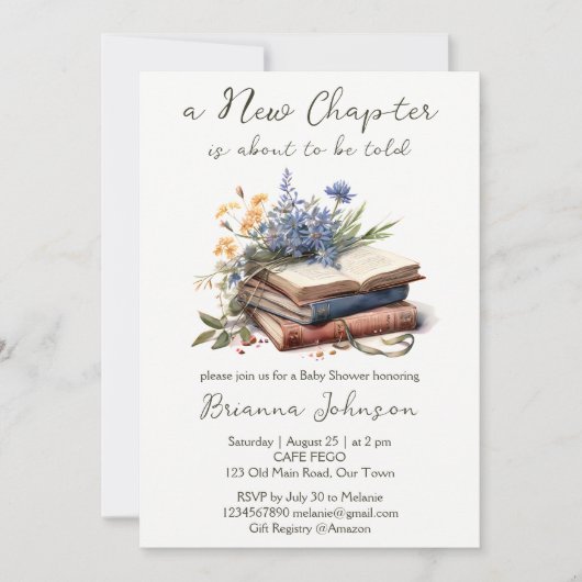 Een nieuw hoofdstuk verhaalboek baby shower kaart (Voorkant)