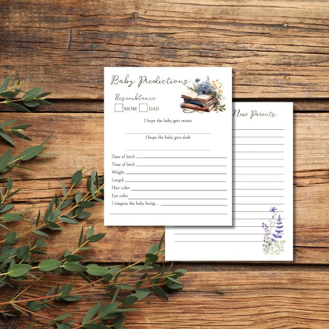 Een nieuw hoofdstuk verhaalboek baby voorspellinge (A new chapter story book baby games baby predictions and advice for the new parents card)