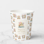 Een nieuw hoofdstuk Wildflower Books Baby shower Papieren Bekers (Voorkant)
