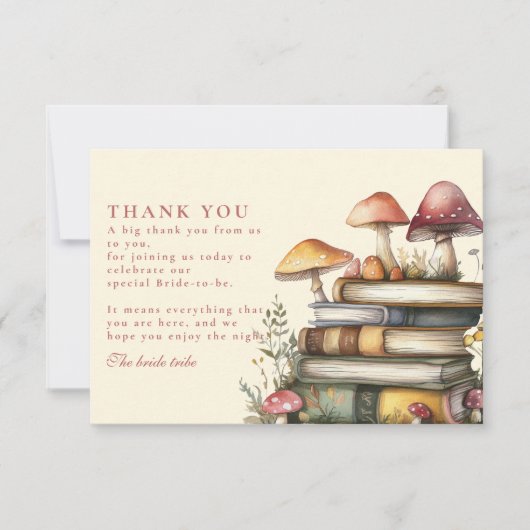 Een nieuw hoofdstuk Woodland Mushroom Boeken Bedankkaart (Voorkant)