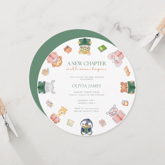 Een nieuw hoofdstuk zal spoedig beginnen baby show kaart (Voorkant / Achterkant in situ)