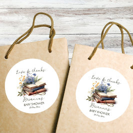 Een nieuw hoofdstukverhaalboek baby shower gunst ronde sticker
