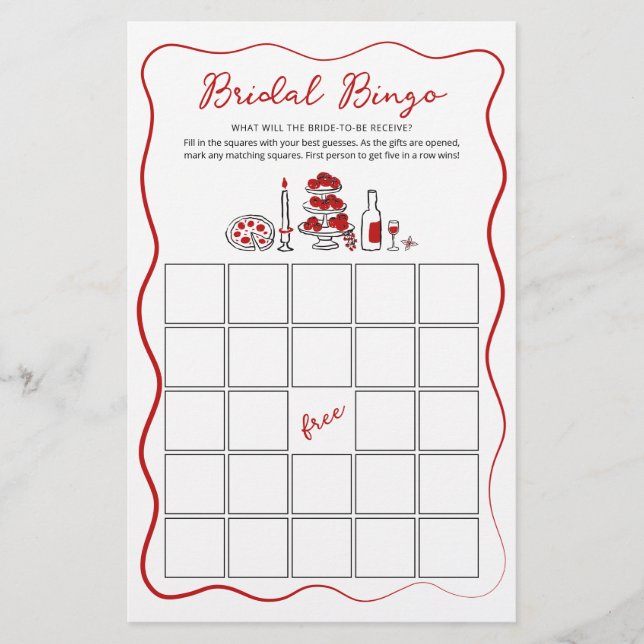 Een nieuw Italiaans Red Vrijgezellenfeest bingo sp (Voorkant)