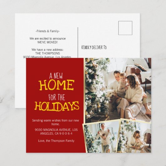 Een nieuw startpunt voor Feestdagen Red Photo Movi Aankondigingskaart (Voorkant / Achterkant)