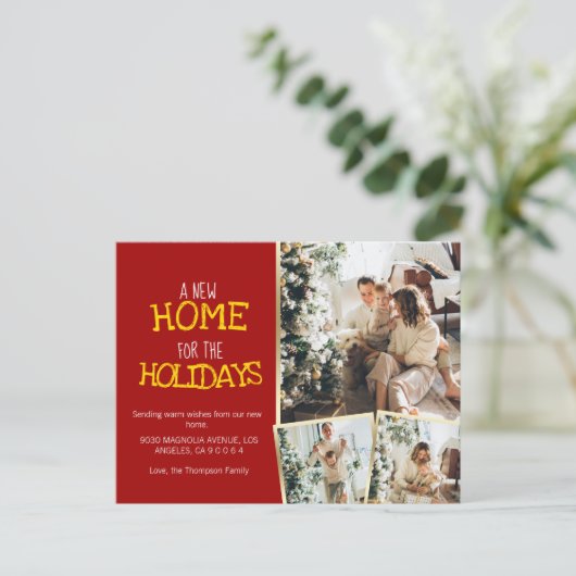 Een nieuw startpunt voor Feestdagen Red Photo Movi Aankondigingskaart (Staand voorkant)