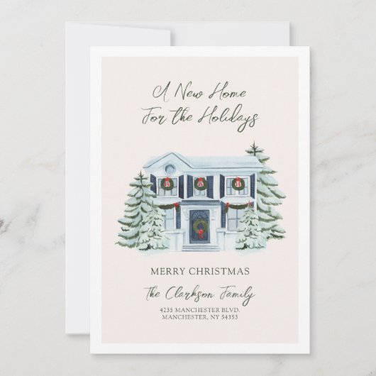 Een Nieuw Thuis Voor de Feestdagen Verhuis Wenskaa Feestdagenkaart (Voorkant)