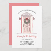 Een nieuw thuis voor Feestdagen | Moderne roze deu Aankondiging (Voorkant / Achterkant)