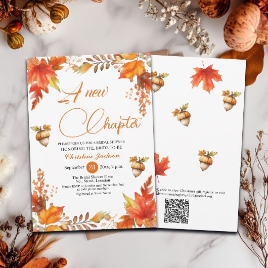 Een nieuwe Chapter Boho Floral QR Code Bruidsfeest Kaart