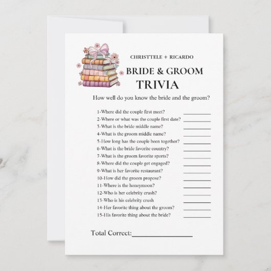 Een nieuwe Chapter Book Bride & Groom Trivia Game Aankondiging (Voorkant)
