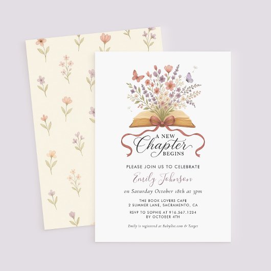 Een nieuwe Chapter Wildflower Baby shower Invitati Kaart