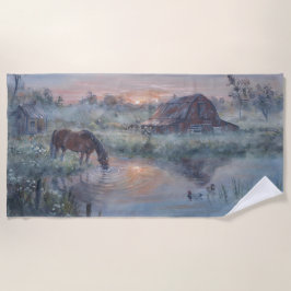 Een Nieuwe Dag -* Paard schilderij Strandlaken