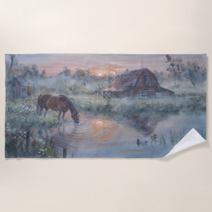 Een Nieuwe Dag -* Paard schilderij Strandlaken