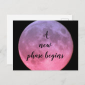 Een nieuwe fase begint met roze maan briefkaart (Voorkant / Achterkant)