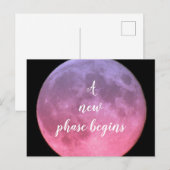 Een nieuwe fase begint roze maan briefkaart (Voorkant / Achterkant)