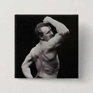 Een nieuwe functie van StrongMen Eugen Sandow Body Vierkante Button 5,1 Cm