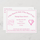 Een nieuwe hand om geboorteaankondiging te houden  aankondigingskaart (Voorkant / Achterkant)