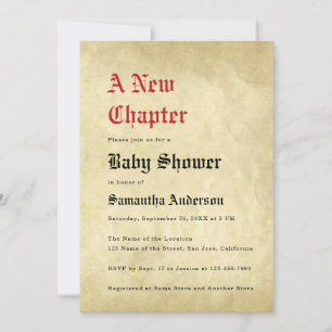 Een Nieuwe Hoofdstuk Baby Shower Vintage Perkament Kaart