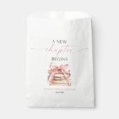 Een Nieuwe Hoofdstuk Begint Roze Strik Boeken Brui Bedankzakje (Voorkant)