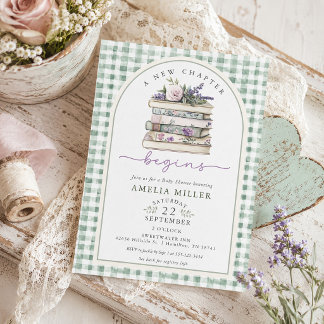 Een Nieuwe Hoofdstuk Bloem Boek Gingham Baby Borre Kaart