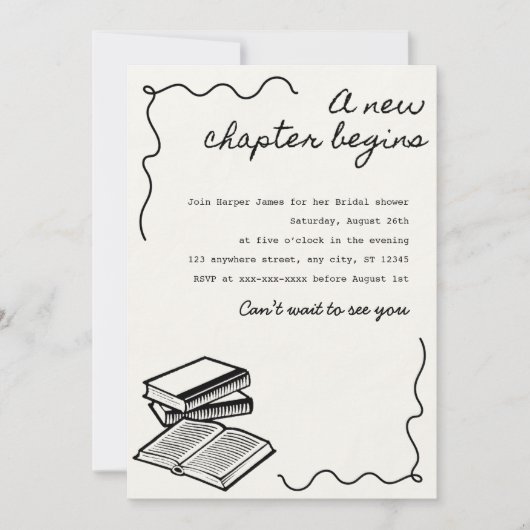 Een nieuwe hoofdstuk bruidsfeest kaart (Voorkant)