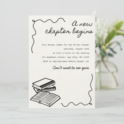 Een nieuwe hoofdstuk bruidsfeest kaart (Staand voorkant)