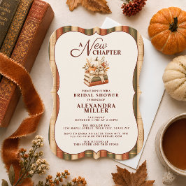 Een Nieuwe Hoofdstuk Herfst Boek Thema Bruidsfeest Kaart