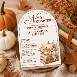 Een Nieuwe Hoofdstuk Herfst Pompoen Boeken Bruidsc Kaart
