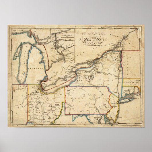 Een nieuwe kaart van de plaats van oorlog poster (Voorkant)