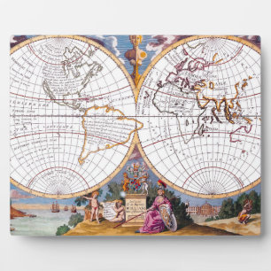 Een nieuwe kaart van de Terraquous Wereldbol Photo Fotoplaat