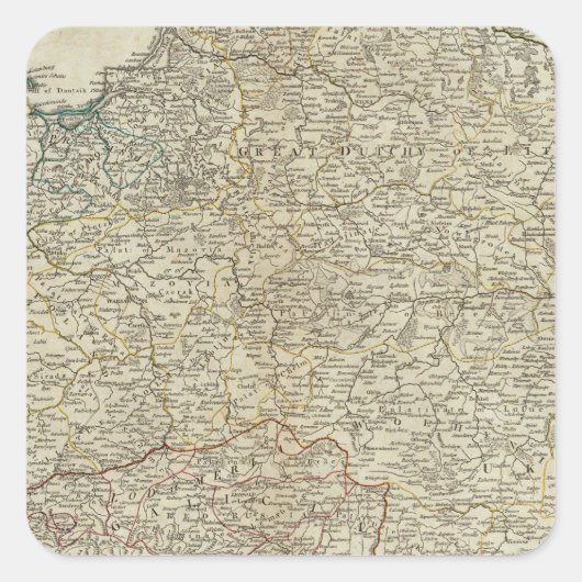 Een nieuwe kaart van het Koninkrijk Polen Vierkante Sticker (Voorkant)