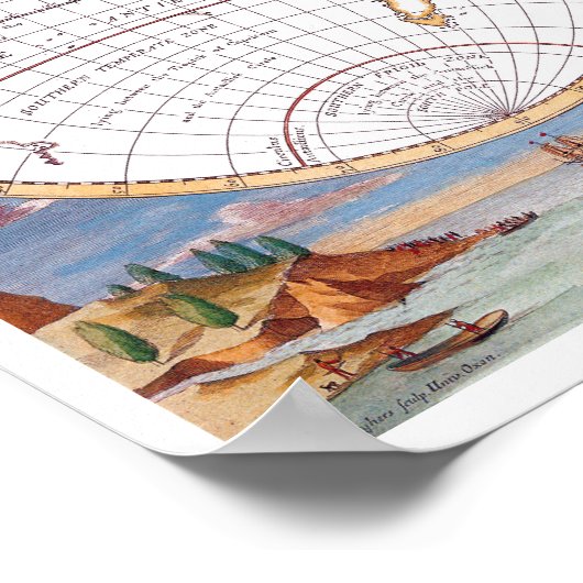 Een nieuwe kaart van het Terraquous Wereldbol Arch Poster (Hoek)