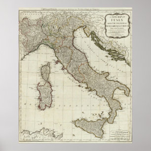 Een nieuwe kaart van Italië met de eilanden van S Poster