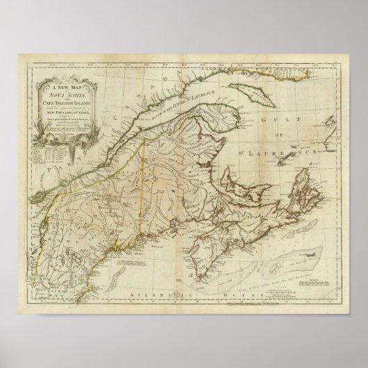 Een nieuwe kaart van Nova Scotia en Cape Breton Is Poster (Voorkant)
