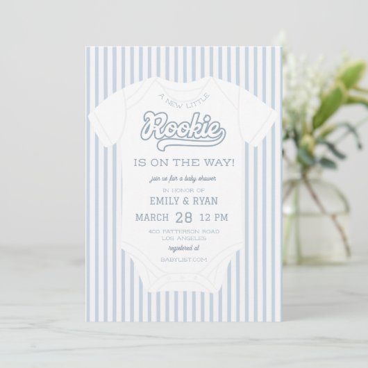 Een nieuwe Little Rookie Baby shower Kaart (Staand voorkant)