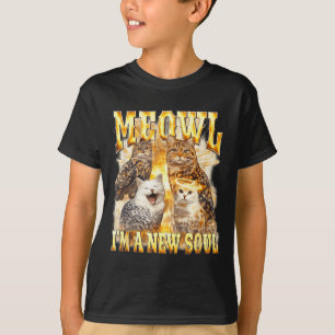 Een Nieuwe Meowl Ziel Ondeugende Kat Uil T-shirt