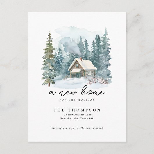 Een nieuwe thuis handschrift kalligrafie verhuizen feestdagenkaart (Voorkant)