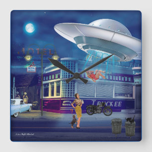 Een nieuwe vliegbegeleider vierkante klok